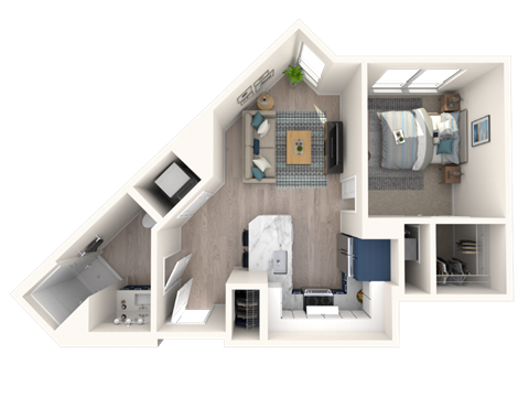 a floor plan of a 1 bedroom apartment